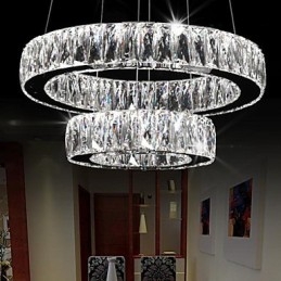 Lustre en cristal moderne à deux anneaux D2040 K9, grand luminaire de plafond en cristal pour la maison