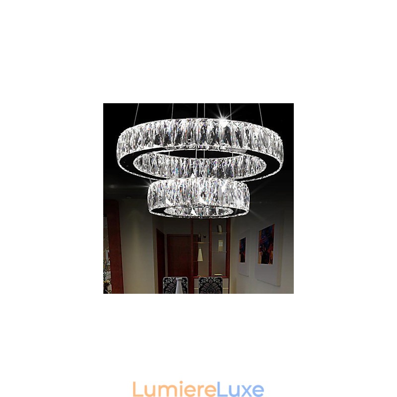 Lustre en cristal moderne à deux anneaux D2040 K9, grand luminaire de plafond en cristal pour la maison