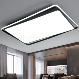 Plafonnier rectangulaire moderne noir et blanc à montage encastré
