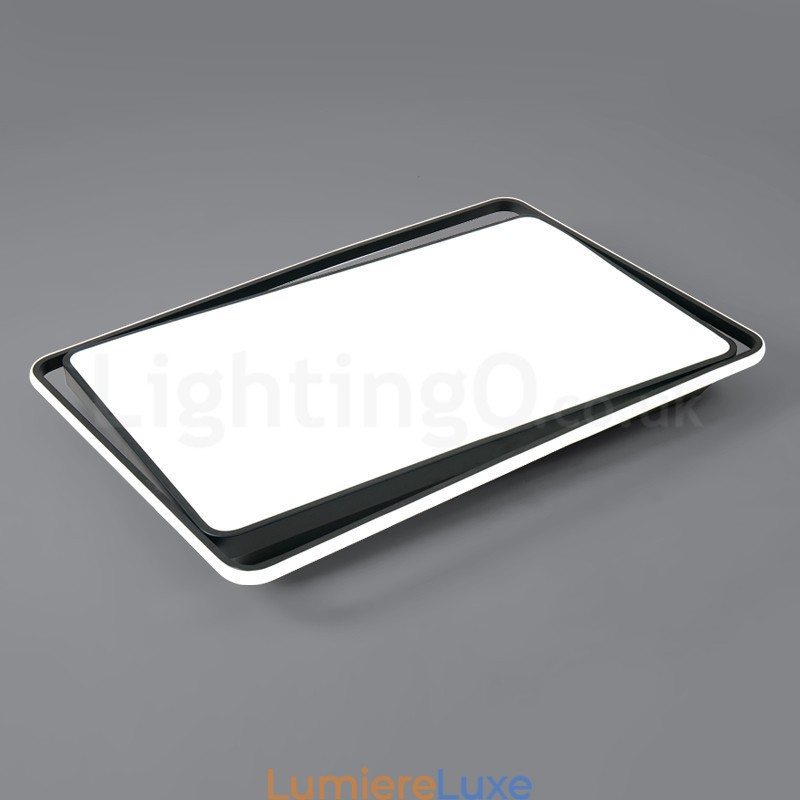 Plafonnier rectangulaire moderne noir et blanc à montage encastré