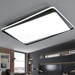 Plafonnier rectangulaire moderne noir et blanc à montage encastré