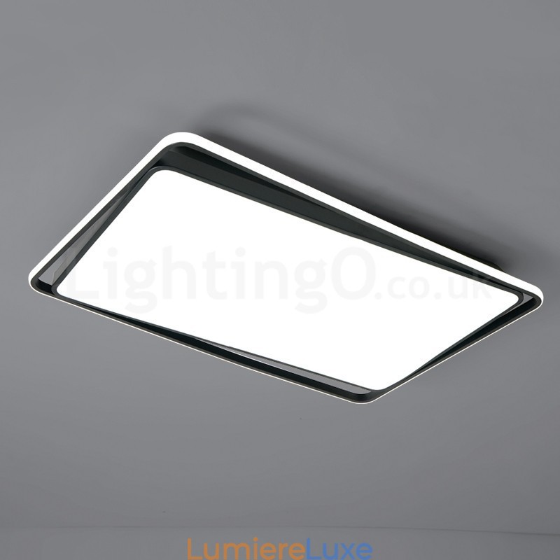 Plafonnier rectangulaire moderne noir et blanc à montage encastré