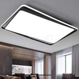 Plafonnier rectangulaire moderne noir et blanc à montage encastré