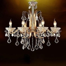 Lustre en cristal de fer forgé doré de haute qualité à 6 lumières