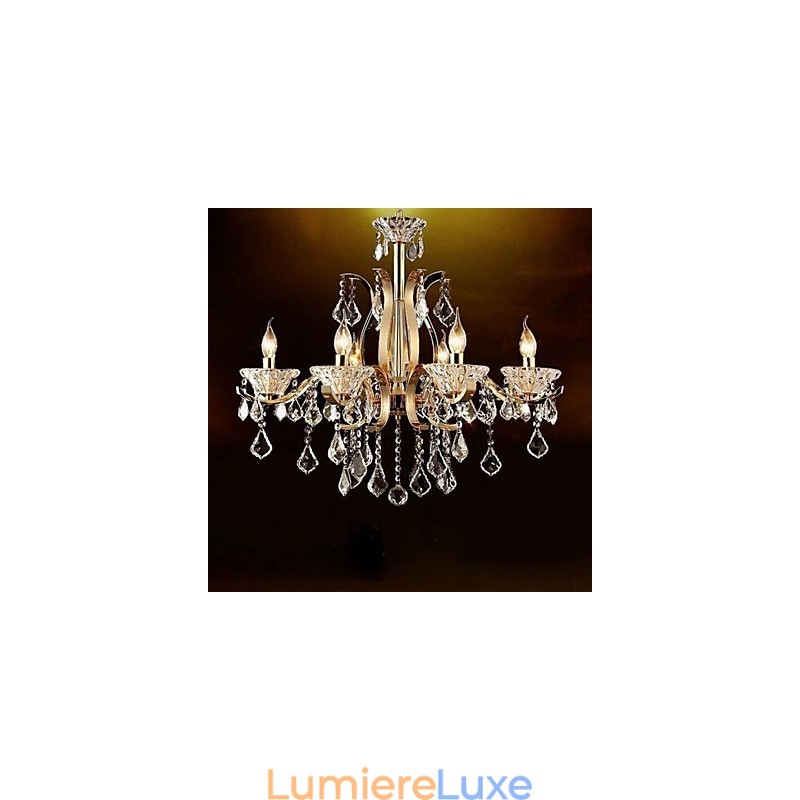 Lustre en cristal de fer forgé doré de haute qualité à 6 lumières
