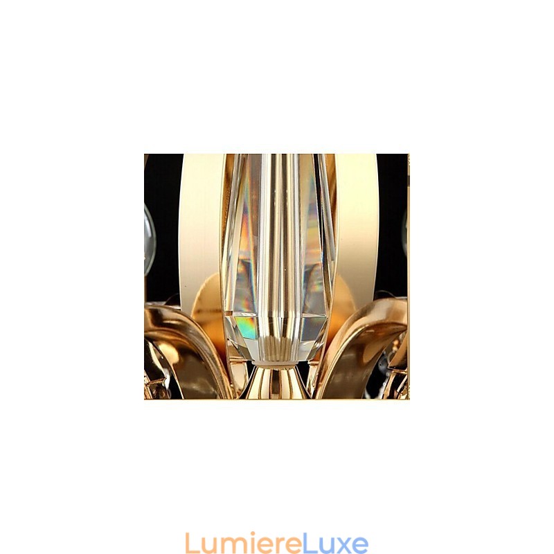 Lustre en cristal de fer forgé doré de haute qualité à 6 lumières