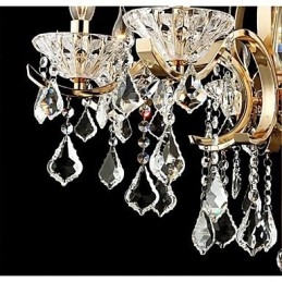 Lustre en cristal de fer forgé doré de haute qualité à 6 lumières
