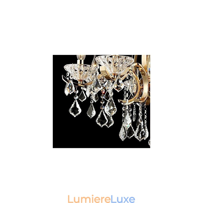 Lustre en cristal de fer forgé doré de haute qualité à 6 lumières