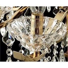 Lustre en cristal de fer forgé doré de haute qualité à 6 lumières