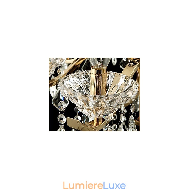 Lustre en cristal de fer forgé doré de haute qualité à 6 lumières