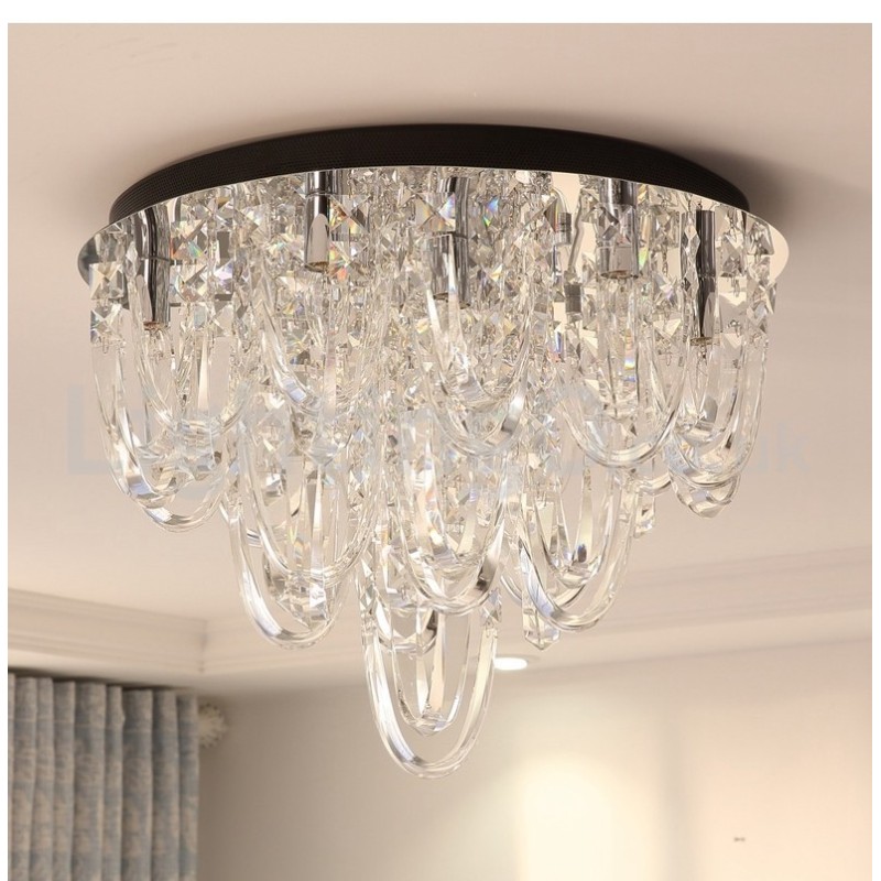 Plafonnier encastré en cristal de luxe, lampe moderne