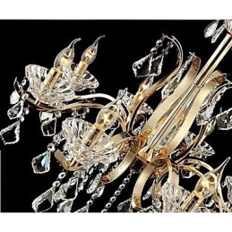 Lustre en cristal de fer forgé doré de haute qualité à 6 lumières