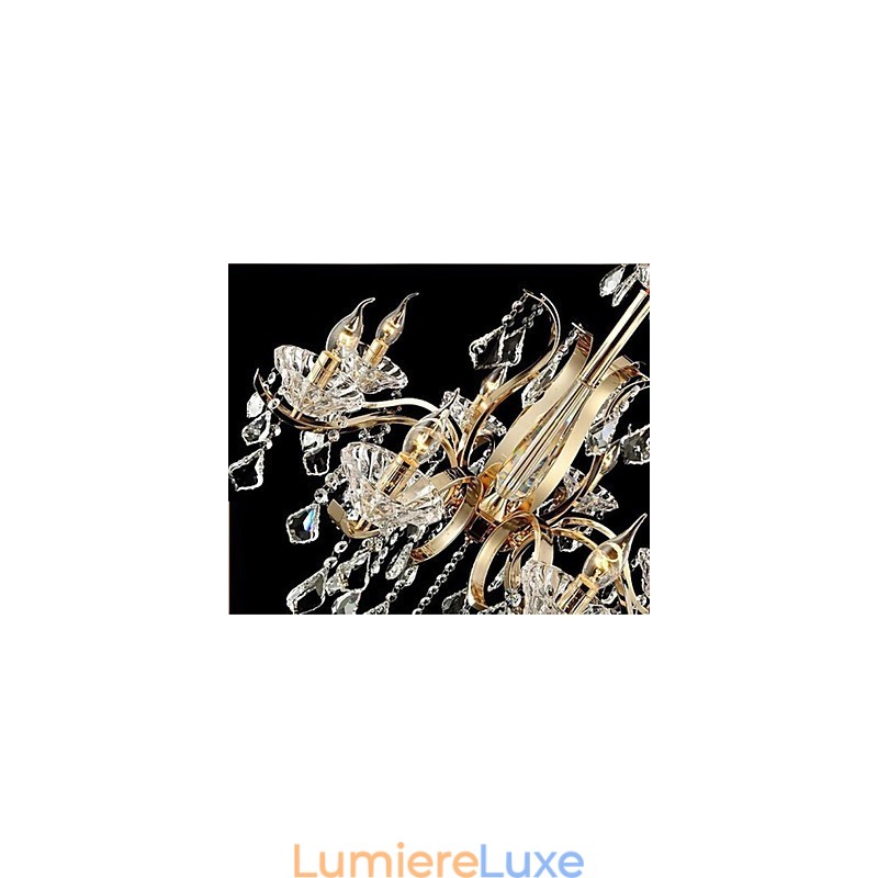 Lustre en cristal de fer forgé doré de haute qualité à 6 lumières