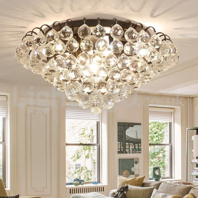 Plafonniers contemporains ronds en cristal de 30 cm et 55 cm