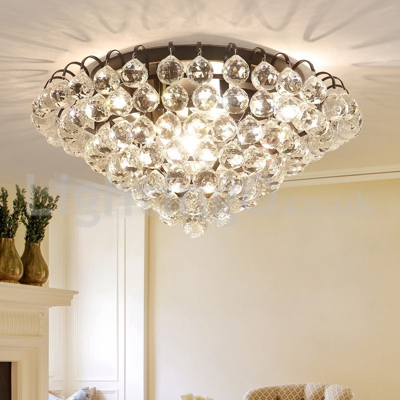 Plafonniers contemporains ronds en cristal de 30 cm et 55 cm