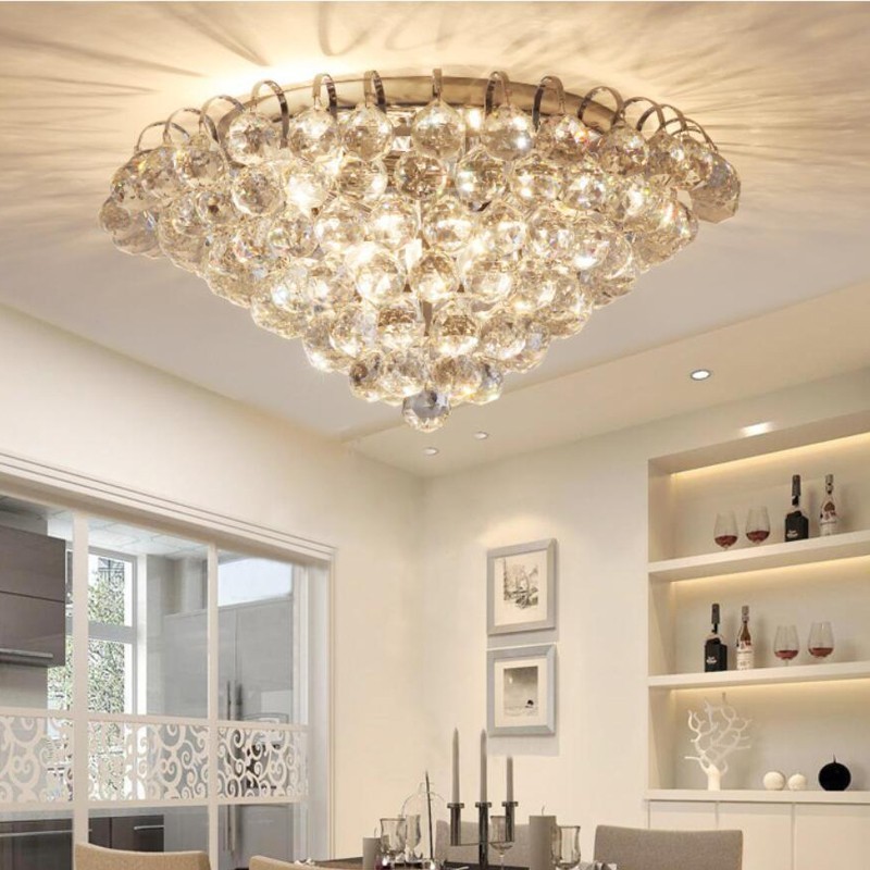 Plafonniers contemporains ronds en cristal de 30 cm et 55 cm
