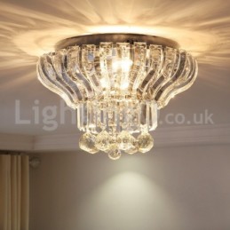 Plafonniers ronds en cristal contemporains et modernes de 38 cm et 57 cm