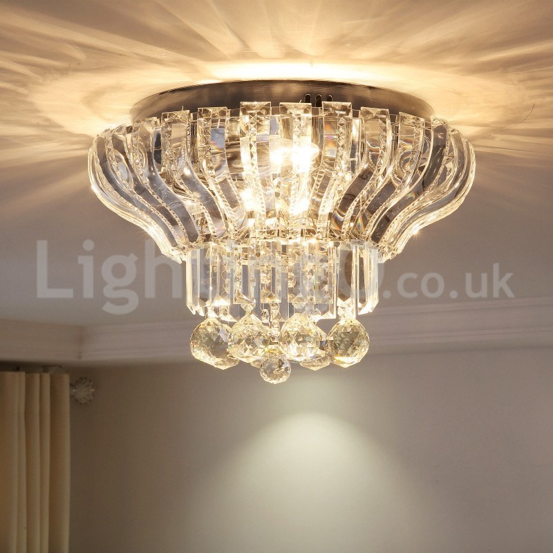 Plafonniers ronds en cristal contemporains et modernes de 38 cm et 57 cm