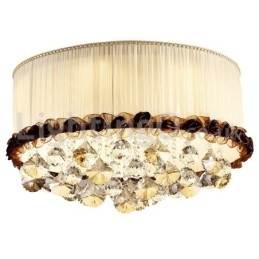 Plafonnier rond en cristal contemporain et moderne de 50 cm avec abat-jour en tissu