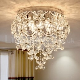 Plafonniers ronds en cristal à montage encastré de 48 cm de style moderne