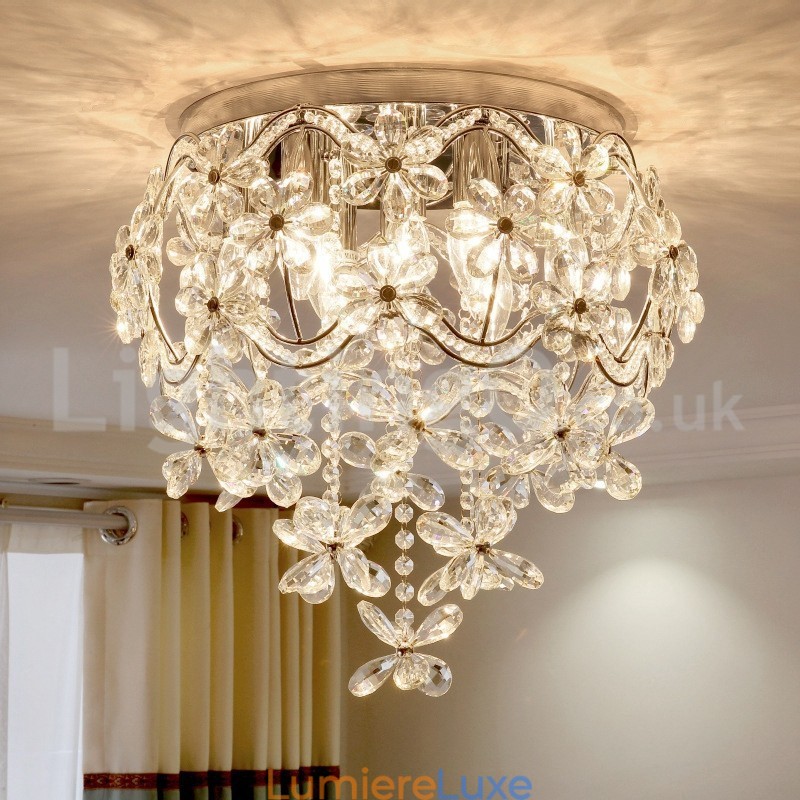 Plafonniers ronds en cristal à montage encastré de 48 cm de style moderne