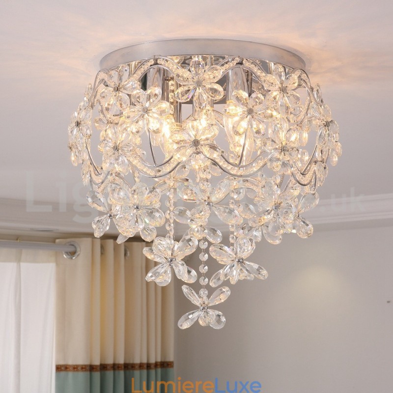 Plafonniers ronds en cristal à montage encastré de 48 cm de style moderne