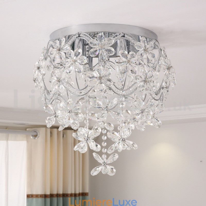 Plafonniers ronds en cristal à montage encastré de 48 cm de style moderne