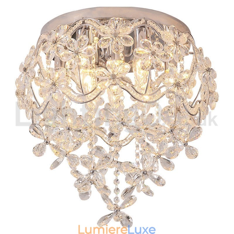Plafonniers ronds en cristal à montage encastré de 48 cm de style moderne