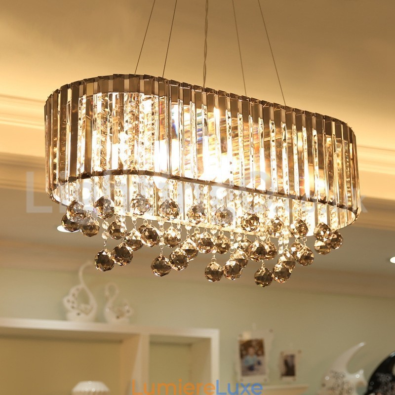 Lustre rectangulaire en cristal de luxe abordable