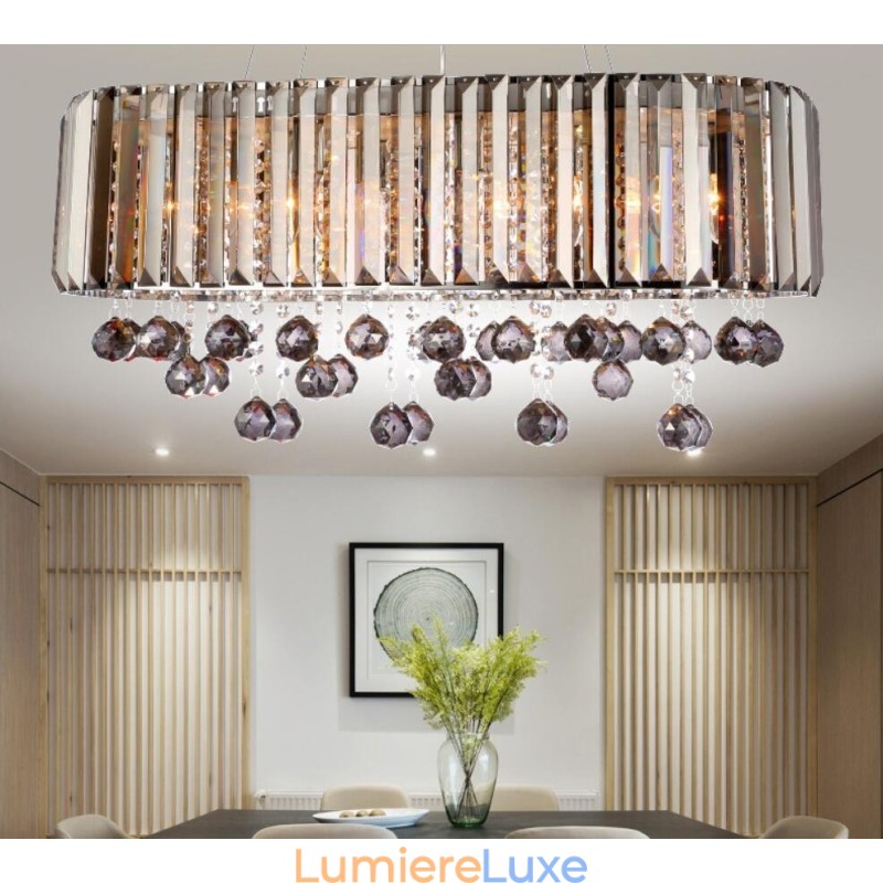 Lustre rectangulaire en cristal de luxe abordable