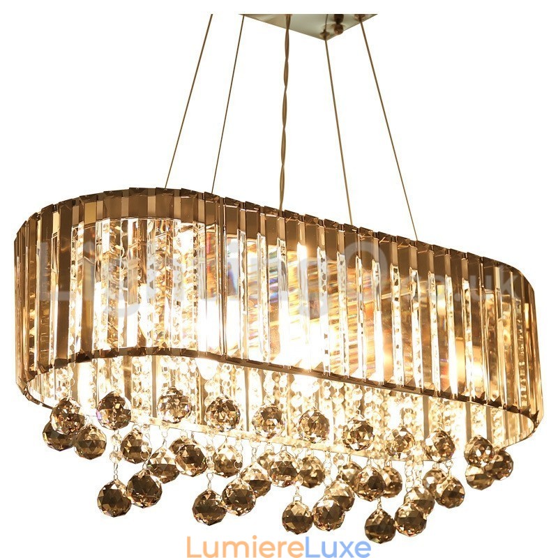 Lustre rectangulaire en cristal de luxe abordable