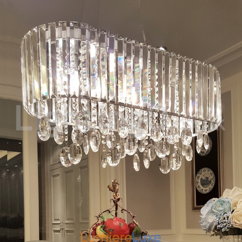 Lustre rectangulaire en cristal de luxe abordable