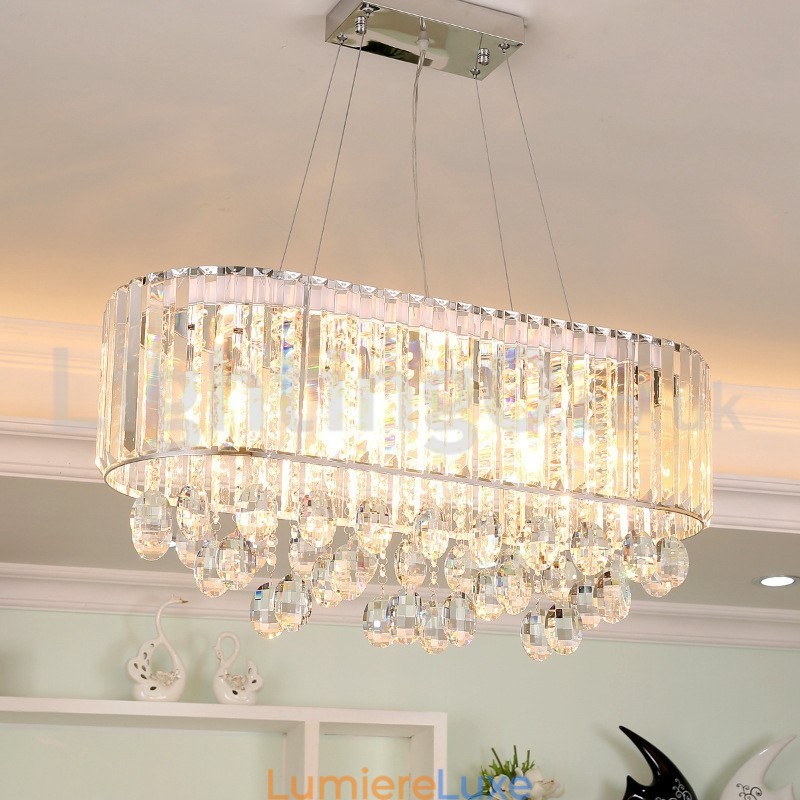 Lustre rectangulaire en cristal de luxe abordable