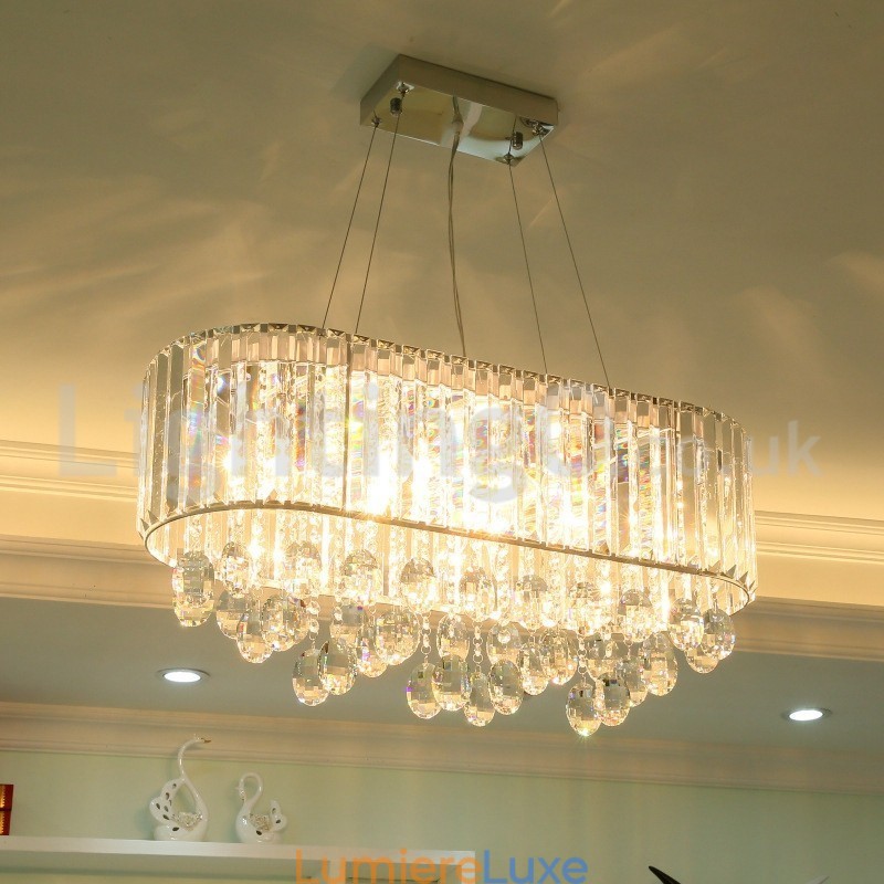 Lustre rectangulaire en cristal de luxe abordable