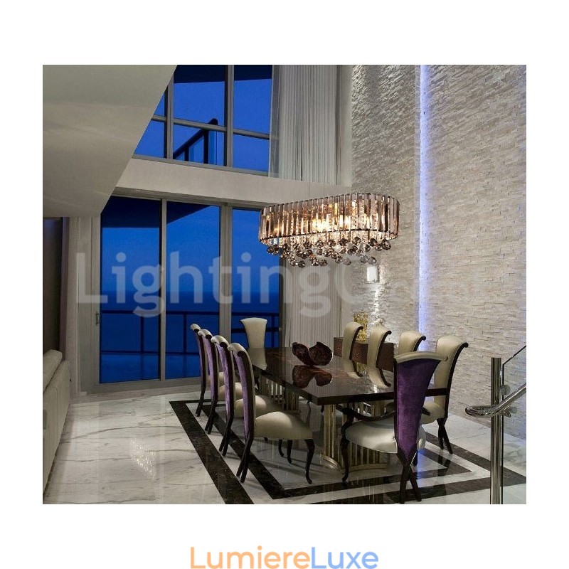 Lustre rectangulaire en cristal de luxe abordable