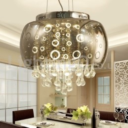 Suspension moderne en cristal avec abat-jour rond en verre de 40 cm