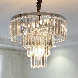 Suspension ronde en cristal à 4 niveaux, élégante et bon marché, moderne