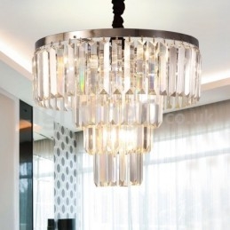 Suspension ronde en cristal à 4 niveaux, élégante et bon marché, moderne