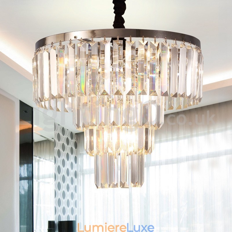 Suspension ronde en cristal à 4 niveaux, élégante et bon marché, moderne