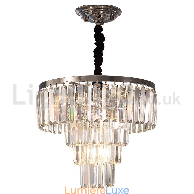 Suspension ronde en cristal à 4 niveaux, élégante et bon marché, moderne