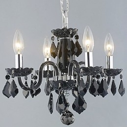 Lustre en cristal noir à 4 lumières avec bougies
