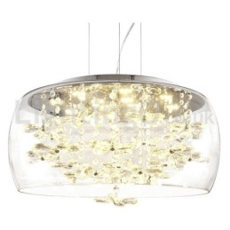 Suspension moderne en cristal avec abat-jour rond en verre transparent de 40 cm et 50 cm