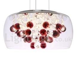 Suspension moderne en cristal avec abat-jour rond en verre transparent de 40 cm et 50 cm