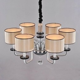 Lustre moderne contemporain en cristal et métal chromé