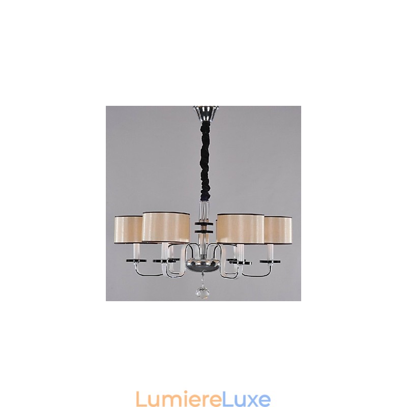 Lustre moderne contemporain en cristal et métal chromé