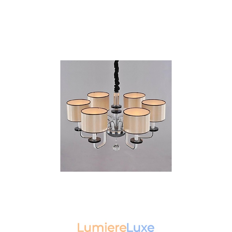 Lustre moderne contemporain en cristal et métal chromé