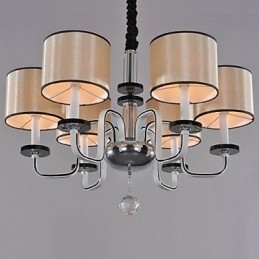 Lustre moderne contemporain en cristal et métal chromé