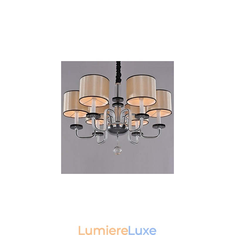 Lustre moderne contemporain en cristal et métal chromé