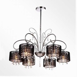 Lustre moderne contemporain en cristal et métal chromé