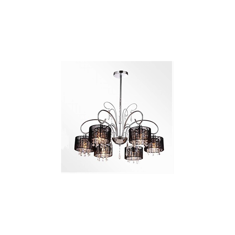 Lustre moderne contemporain en cristal et métal chromé